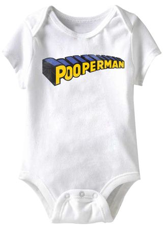 Pooperman Funny Baby Romper White Infant Babies Creeper