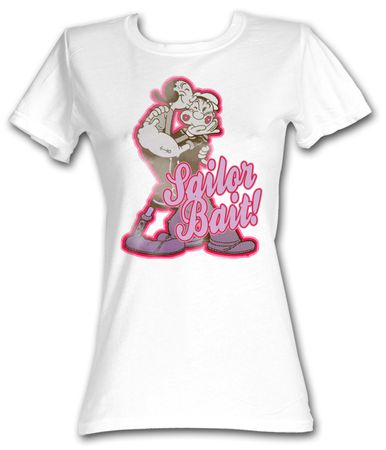 Popeye Juniors T shirt Sailor Bait Olive Oyl White Tee Shirt