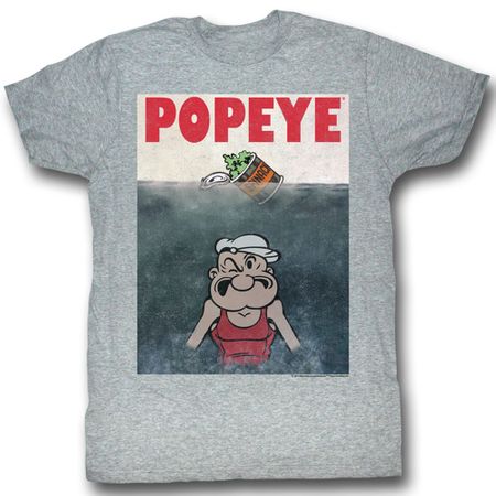 Popeye Shirt Beware of Popeye Adult Heather Grey T-Shirt Tee