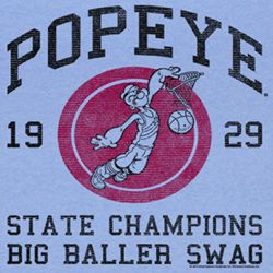 Popeye Shirt Big Baller Swing Adult Light Blue T-Shirt Tee