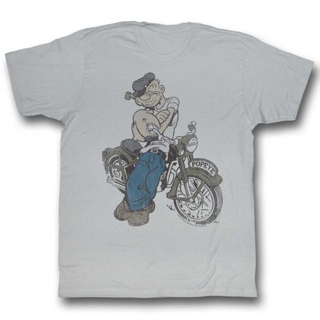 Popeye Shirt Biker Popeye Silver T-Shirt