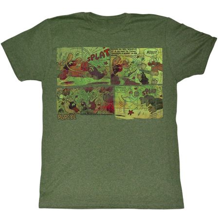 Popeye Shirt Fightin Around The World Adult Heather Green T-Shirt Tee