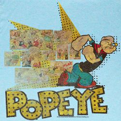 Popeye Shirt Fightin Popeye Adult Heather Blue T-Shirt Tee