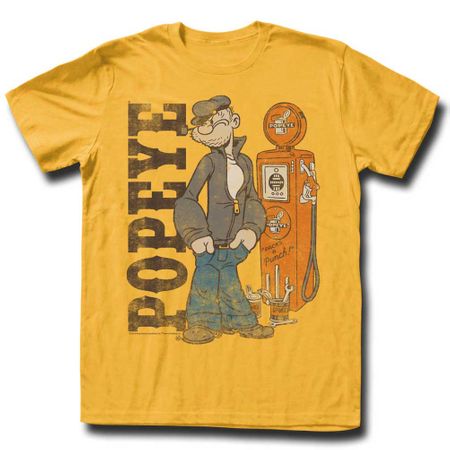 Popeye Shirt Gas Pump Gold T-Shirt