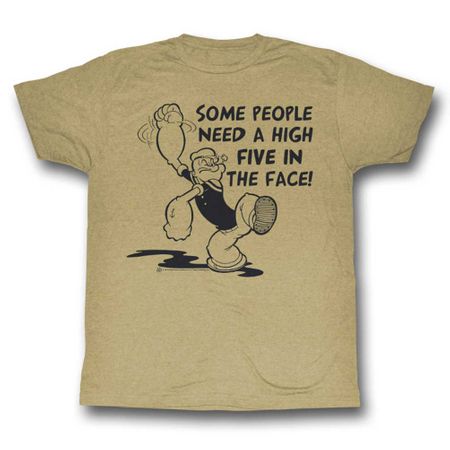 Popeye Shirt High Five In The Face Sand T-Shirt