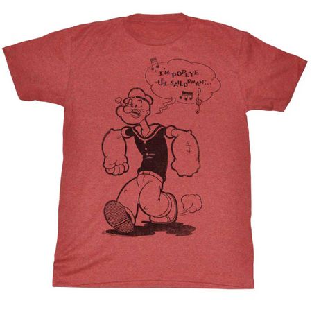 Popeye Shirt Humming A Tune Red Heather T-Shirt