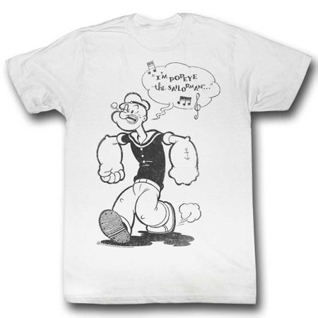 Popeye Shirt Humming A Tune White T-Shirt