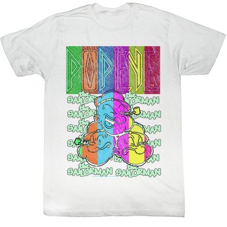 Popeye Shirt Pop Tri Adult White T-Shirt Tee