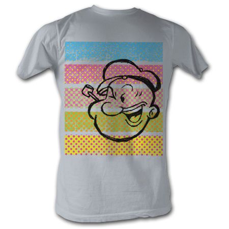 Popeye Shirt Popeye Color Stripes Adult Grey T-Shirt Tee