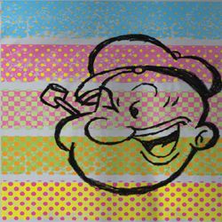 Popeye Shirt Popeye Color Stripes Adult Grey T-Shirt Tee