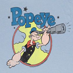 Popeye Shirt Right On Adult Light Blue T-Shirt Tee