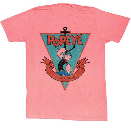 Popeye Shirt Sailorman Triangle Adult Pink T-Shirt Tee