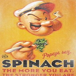 Popeye Shirt Spinach Style Adult White T-Shirt Tee