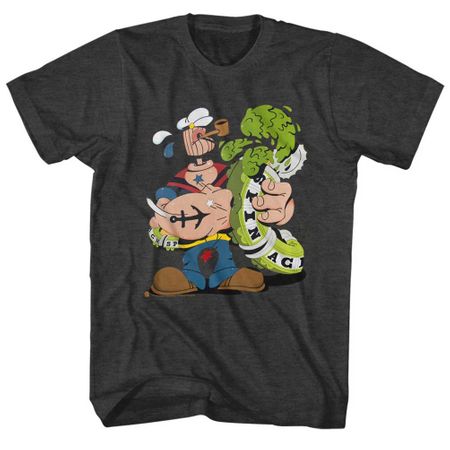 Popeye Shirt Wood Head Charcoal T-Shirt