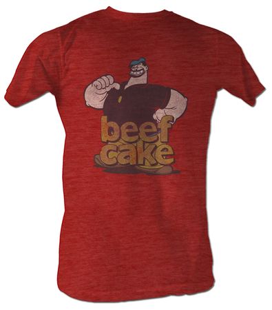Popeye T-shirt Brutus Beefcake Red Heather Adult Tee Shirt