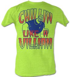 Popeye T-shirt Chillin Adult Lime Green Tee Shirt