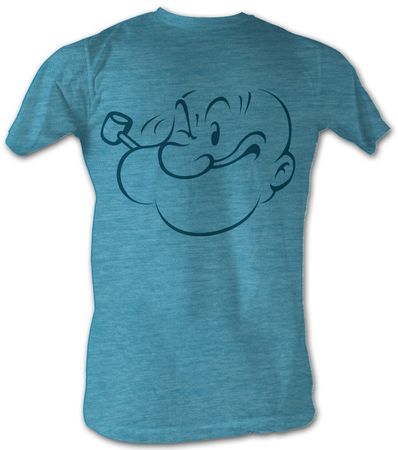 Popeye T-shirt Face Profile Adult Turquoise Tee Shirt