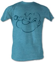 Popeye T-shirt Face Profile Adult Turquoise Tee Shirt