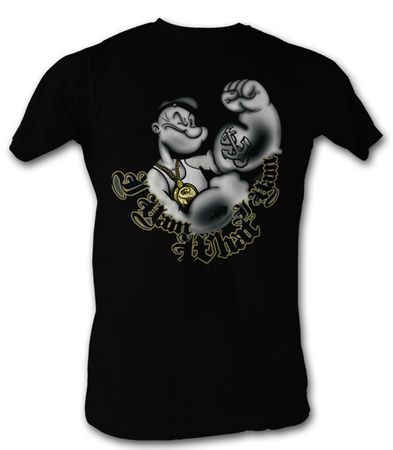 Popeye T-shirt I Yam What I Yam Adult Black Tee Shirt