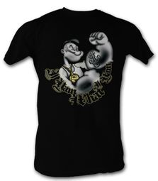 Popeye T-shirt I Yam What I Yam Adult Black Tee Shirt