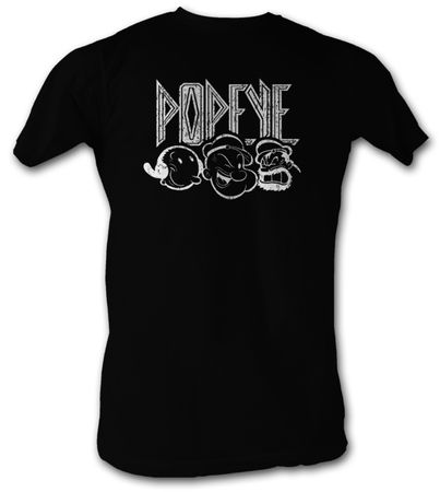 Popeye T-shirt Popeye Brutus Olive Oyl Adult Black Tee Shirt