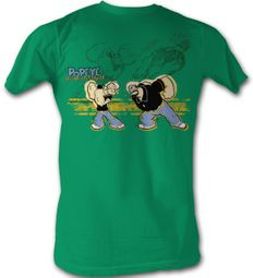 Popeye T shirt - Popeye Punch Brutus Adult Kelly Green Tee Shirt