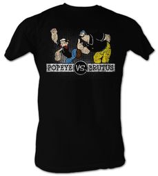 Popeye T-shirt Popeye VS Brutus 2 Adult Black Tee Shirt