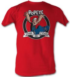Popeye T-shirt Sailor Man Born To Skate Adult Red Tee Shirt