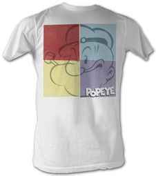 Popeye T shirt The Sailorman Squares Adult White Tee Shirt