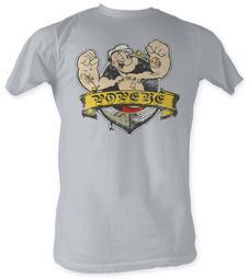 Popeye T shirt The Sailorman Tattoo Adult Silver Tee Shirt