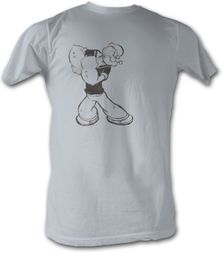Popeye T shirt Washed The Sailorman Adult Silver Tee Shirt