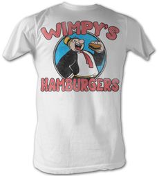 Popeye T-shirt Wimpys Burgers Adult White Tee Shirt