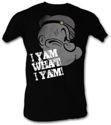 Popeye T-shirt Yam What I Yam Profile Adult Black Tee Shirt