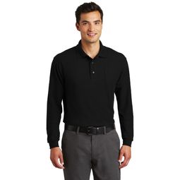Port Authority Polo Shirt Long Sleeve Silk Touch With Pocket