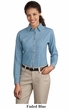 Port & Company Ladies Denim Shirt Long Sleeve Value Blouse