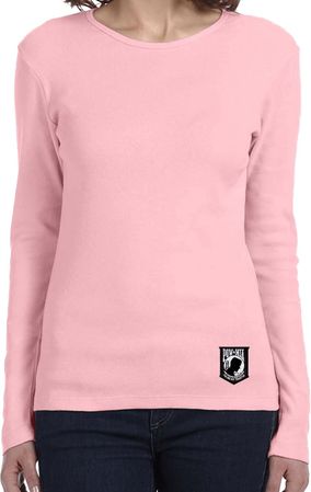 Pow Mia Patch Bottom Print Ladies Long Sleeve