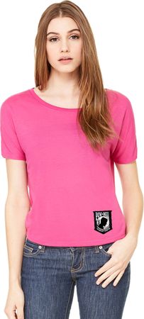 Pow Mia Patch Bottom Print Ladies Open Back Tee