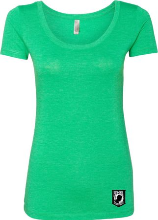 Pow Mia Patch Bottom Print Ladies Scoop Neck