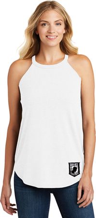 Pow Mia Patch Bottom Print Ladies Tri Rocker Tank Top