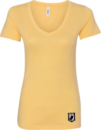 Pow Mia Patch Bottom Print Ladies V-Neck