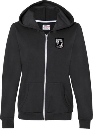 Pow Mia Patch Pocket Print Ladies Full Zip Hoodie