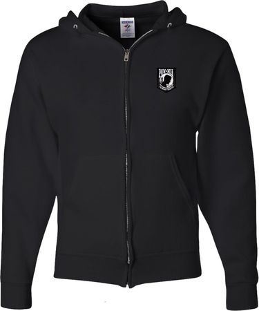 Pow Mia Patch Pocket Print Mens Full Zip Hoodie
