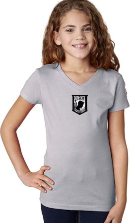 Pow Mia Patch Small Print Girls V-neck