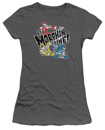 Power Rangers Ninja Steel Juniors Shirt It's Morphin Time Charcoal T-Shirt