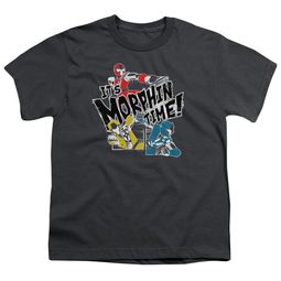 Power Rangers Ninja Steel Kids Shirt It's Morphin Time Charcoal T-Shirt Power Rangers Ninja Steel Kids Shirt It's Morphin Time Charcoal T-Shirt