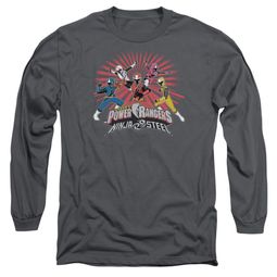 Power Rangers Ninja Steel Long Sleeve Shirt Blast Charcoal Tee T-Shirt