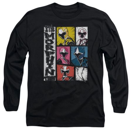 Power Rangers Ninja Steel Long Sleeve Shirt Morphin Time Black Tee T-Shirt
