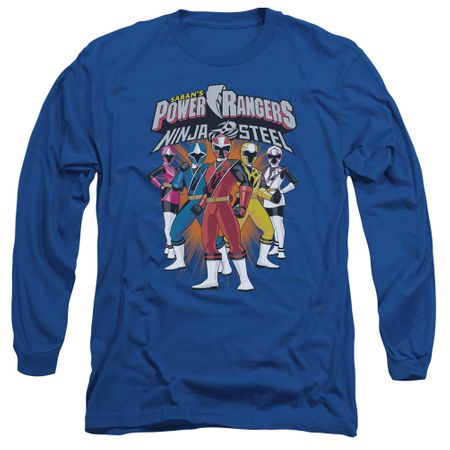 Power Rangers Ninja Steel Long Sleeve Shirt Team Royal Blue Tee T-Shirt