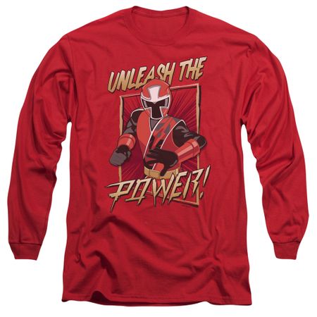 Power Rangers Ninja Steel Long Sleeve Shirt Unleash Red Tee T-Shirt