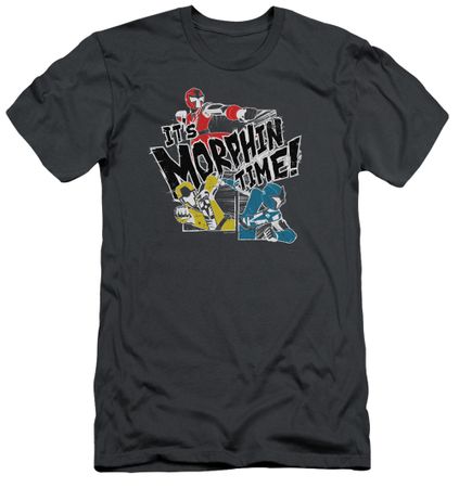 Power Rangers Ninja Steel Slim Fit Shirt It's Morphin Time Charcoal T-Shirt